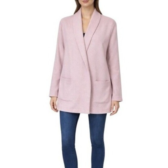 BB Dakota Sweaters - BB Dakota Dusty Rose Pink Herringbone Shawl Collar Open Front Cardigan Jacket XL